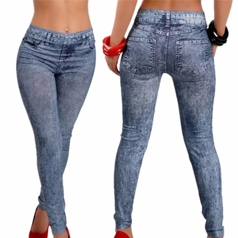 Hot Style Women Fashion Stretch Plus Jeans Lady's Denim Faux Jean Pants Sexy Leggings