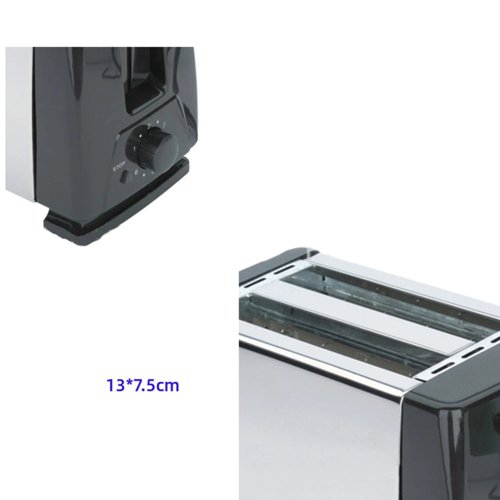 2 Slices Automatic Fast heating Bread Toaster Household Breakfast Maker Stainless steel Toaster Oven Baking Cooking 700W 220V