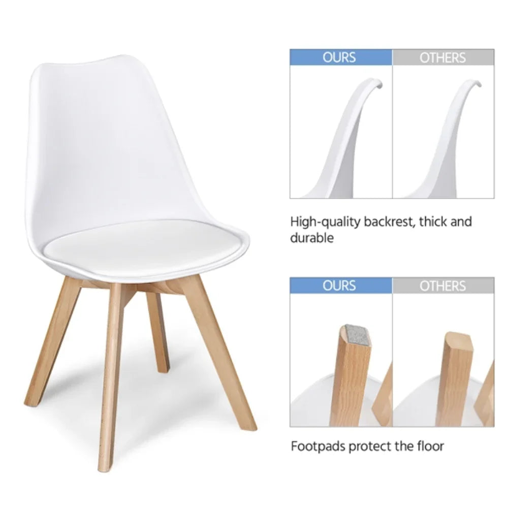 Mid-Century Modern Padded Dining Chairs, Set of 4, White Dining Chair Nordic Chair Accent Chair