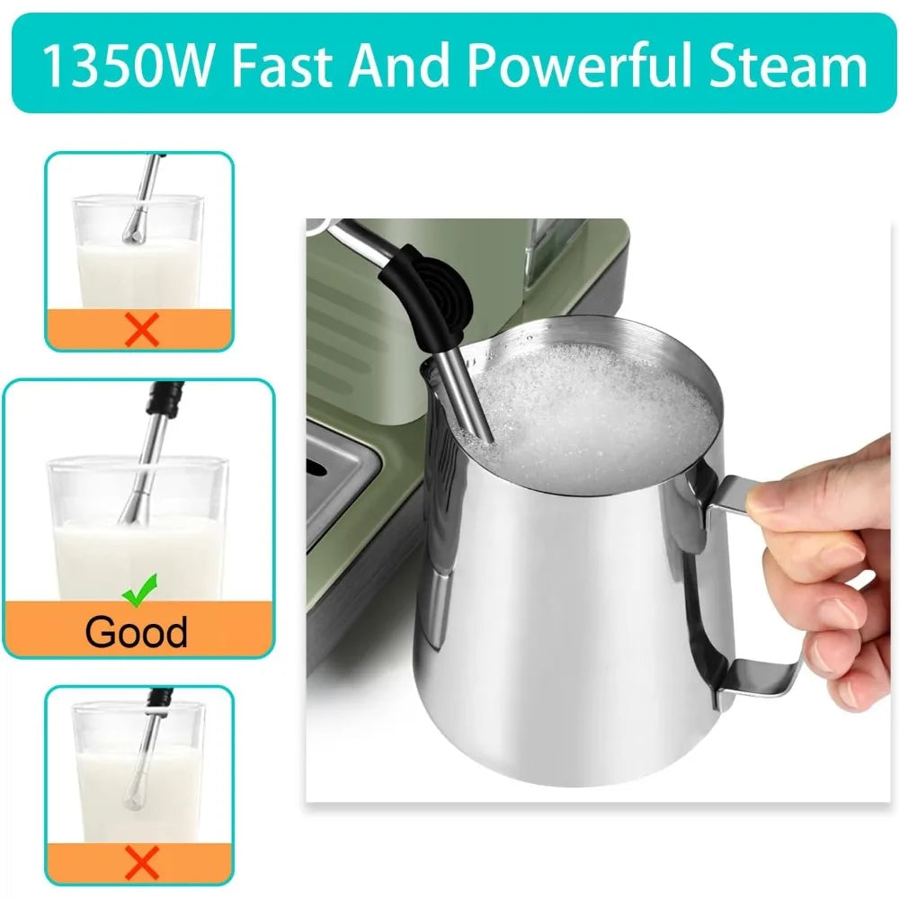 Vaundra 20 Bar Espresso 1350W Professional Coffee Maker, Cappuccino latte Maker, Coffee Machine Easy to Use for Home Barista