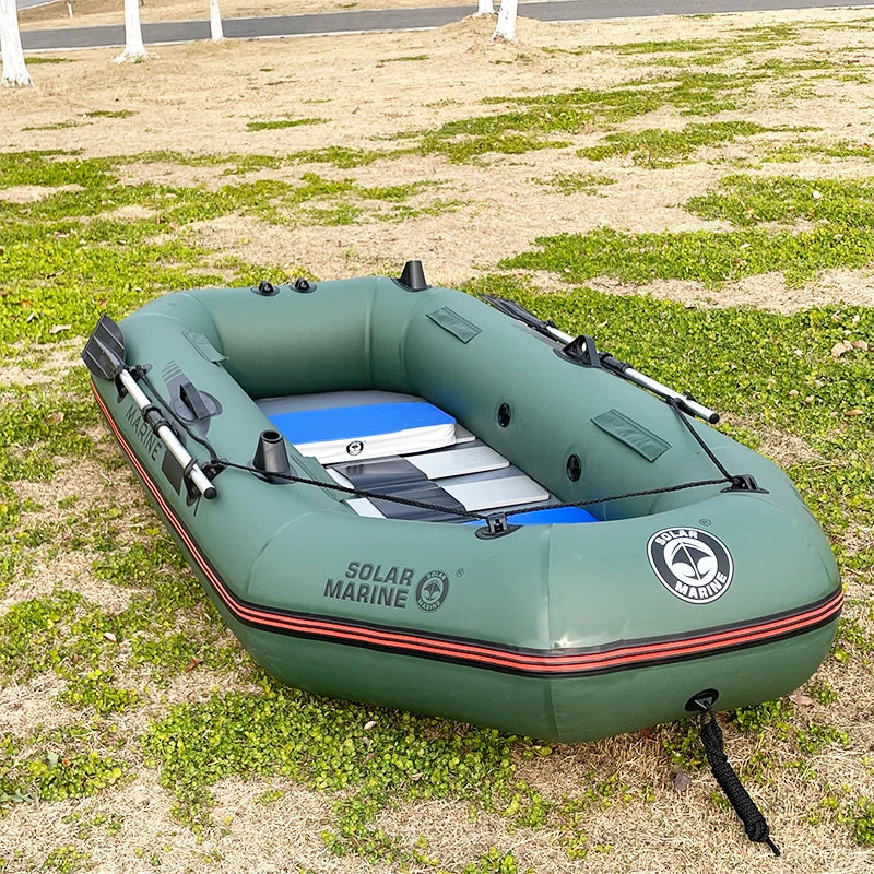 Solar Marine 3 Person Rowing Boats 2.6M Inflatable Fishing Kayak Wooden Floor Yacht Dinghy Canoe with Accessories on Sales