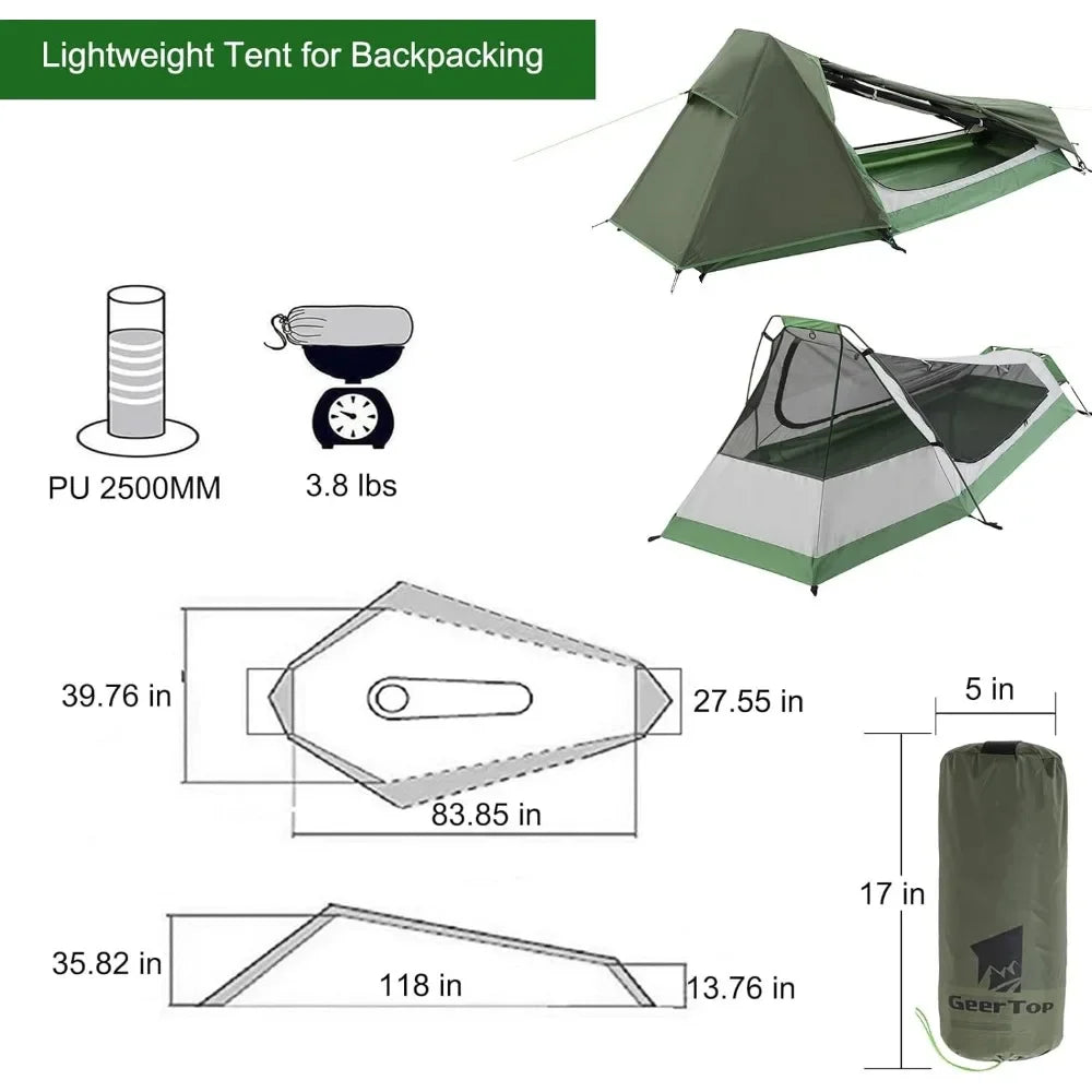 Tent for 1Person 3 Season Waterproof Single Person Backpacking Tent for Camping Hiking Backpack Travel Outdoor Gear Freight free