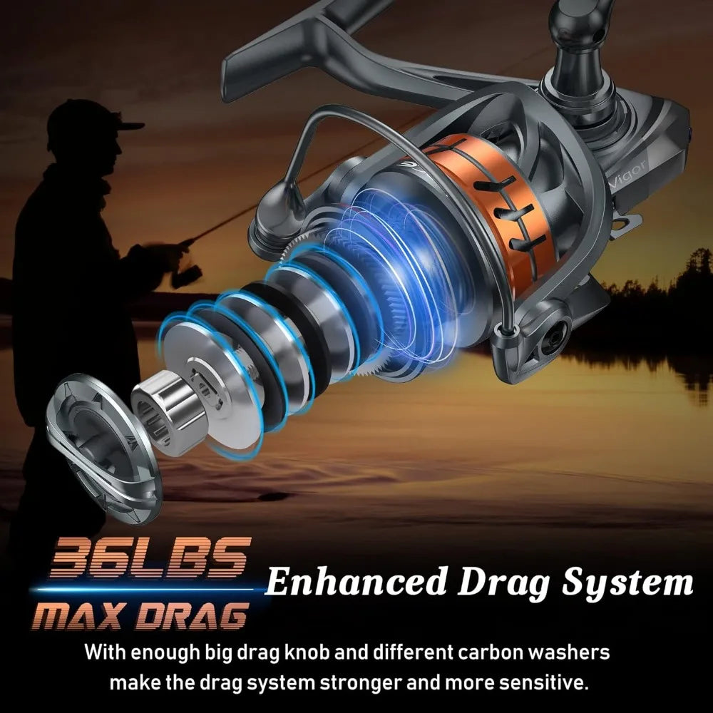 9+1 BB Fishing Reel with Lightweight Magnesium Frame, Smooth Powerful Spinning Reels with High-Speed 6.2:1 Gear Ratio