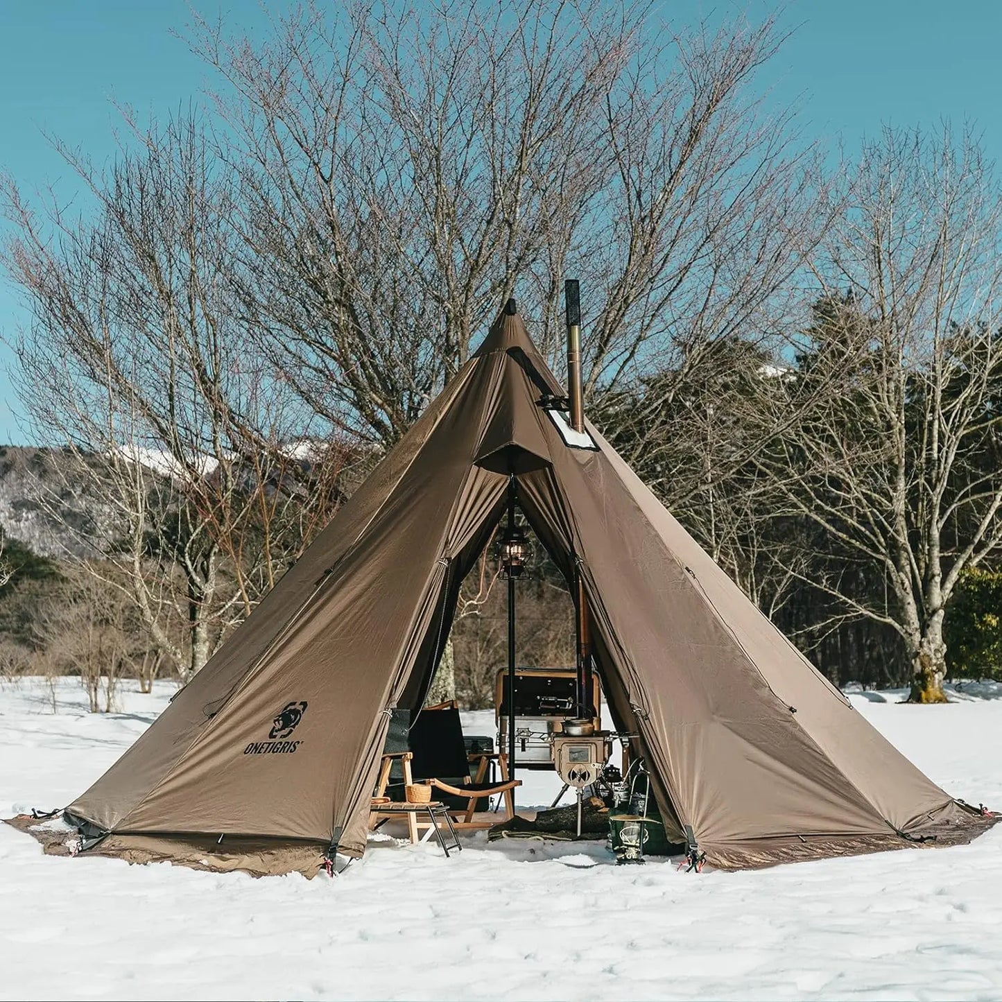 OneTigris Rock Fortress Hot Tent with Stove Jack, 4 Season, 4-6 Person Tipi Tent, Family Tent for Camping Backpacking Huntin