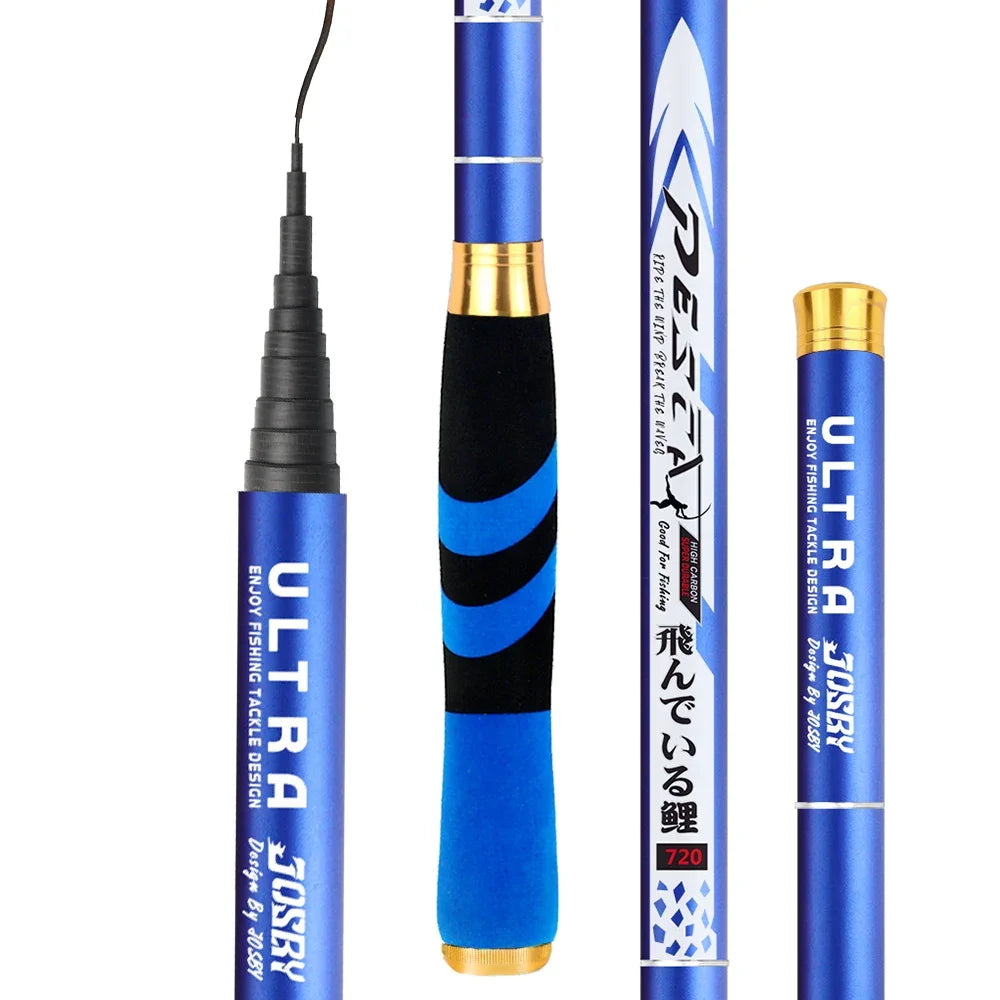 BAKAWA 2.7/3.6/4.5/5.4/6.3/7.2M New Carbon Fiber Fishing Rod Telescopic Ultra-light For Carp Stream Freshwater Hand Pole