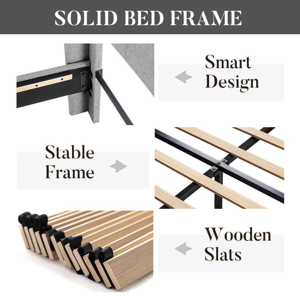 King/Queen/Full Size Platform Bed Frame with Upholstered Headboard & Comfortable Wingback,Modern Bed for Adults youth bedroom