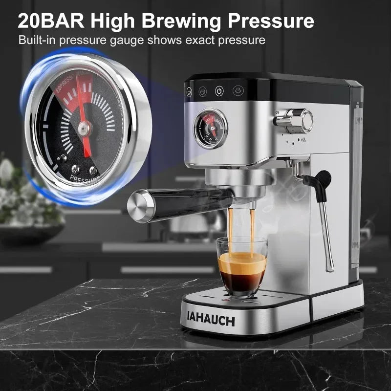 Espresso Machine 20 Bar, Professional Espresso Maker with Milk Frother Steam Wand, Compact Espresso Coffee Machine