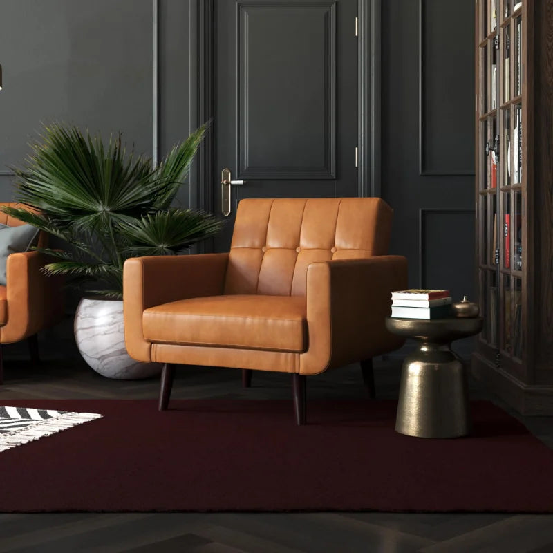 Better Homes & Gardens Nola Modern Chair with Arms, Camel Faux Leather accent chairs for living room chairs living room
