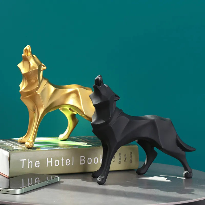 Abstract Wolf Statue Resin Geometric Wolf Statue Resin Sculpture Modern Home Decor Office Living Room Desktop Decor Crafts