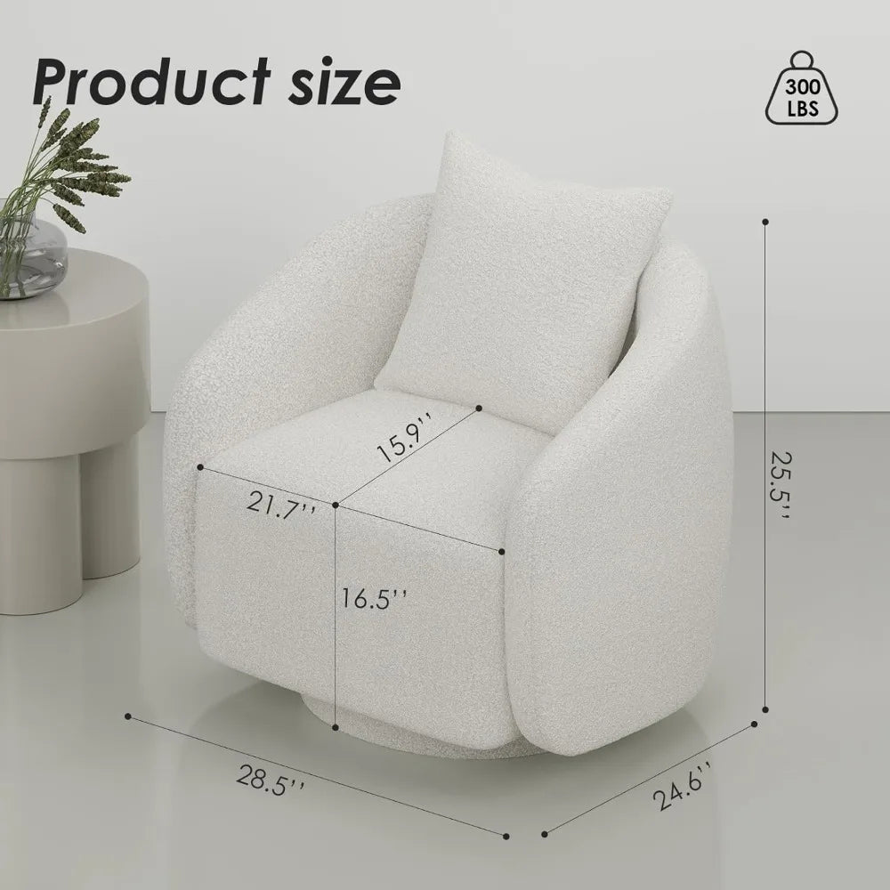 Farini Swivel Accent Chair Armchair, Round Barrel Chair for Living Room Bedroom Waiting Room Office(White)