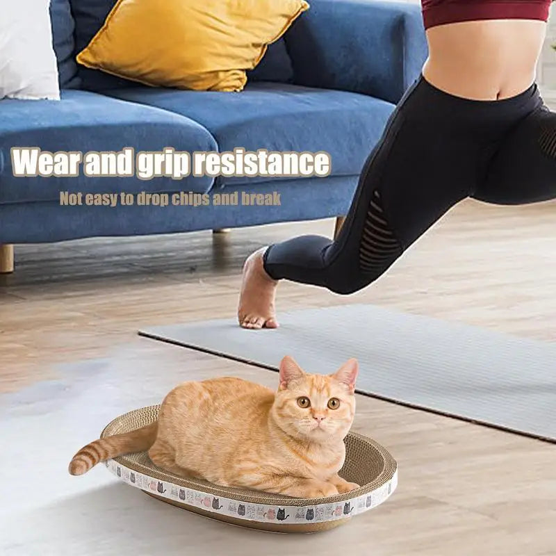 Cat Scratching Pad Durable Oval-shaped High-Density Cat Scratch Pad for Indoor Cats Cardboard Scratching Posts Scratching Pads