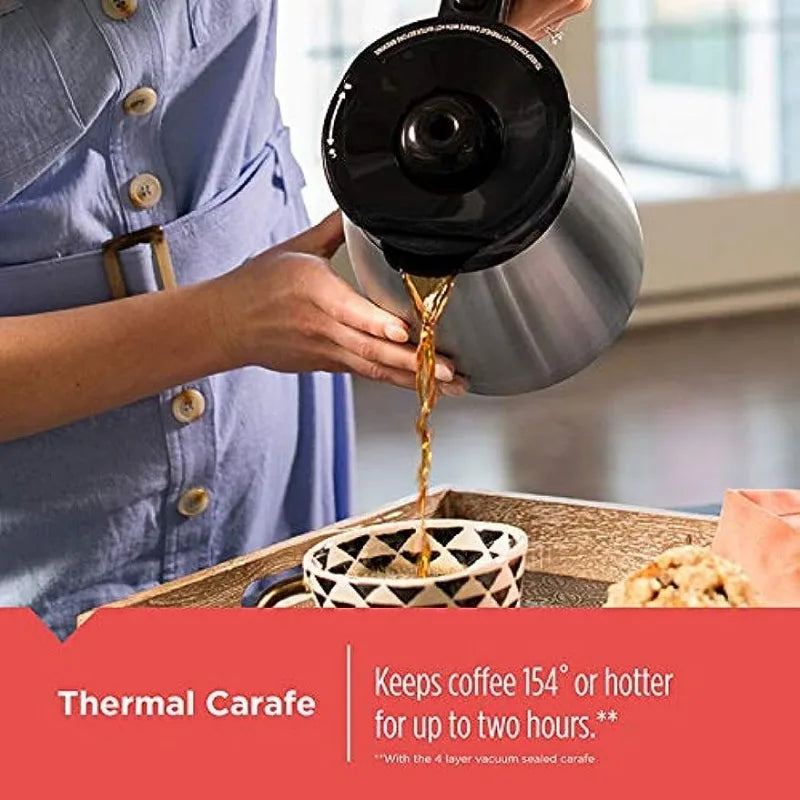 DUTRIEUX Coffee machine 12-Cup Thermal Programmable Coffeemaker with Auto Clean and Strong Brew