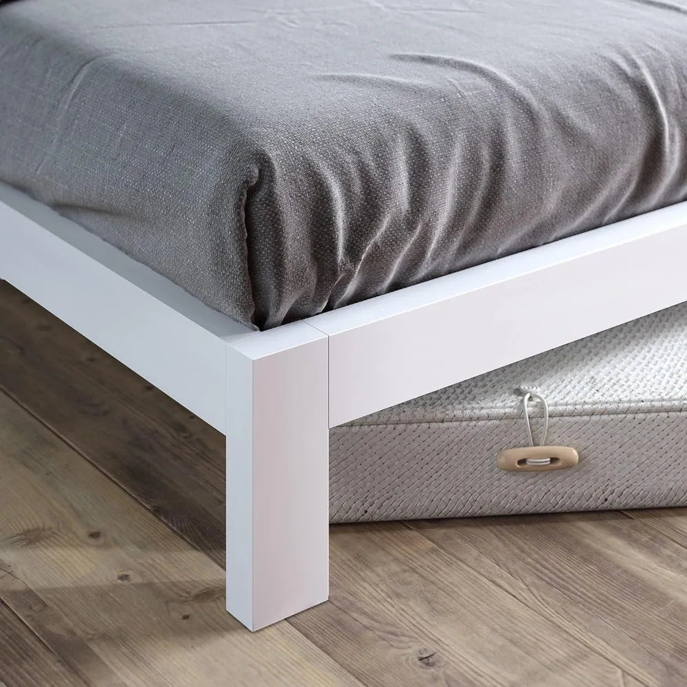 Arnav Metal Platform Bed Frame / Wood Slat Support / No Box Spring Needed / Easy Assembly, White, Full