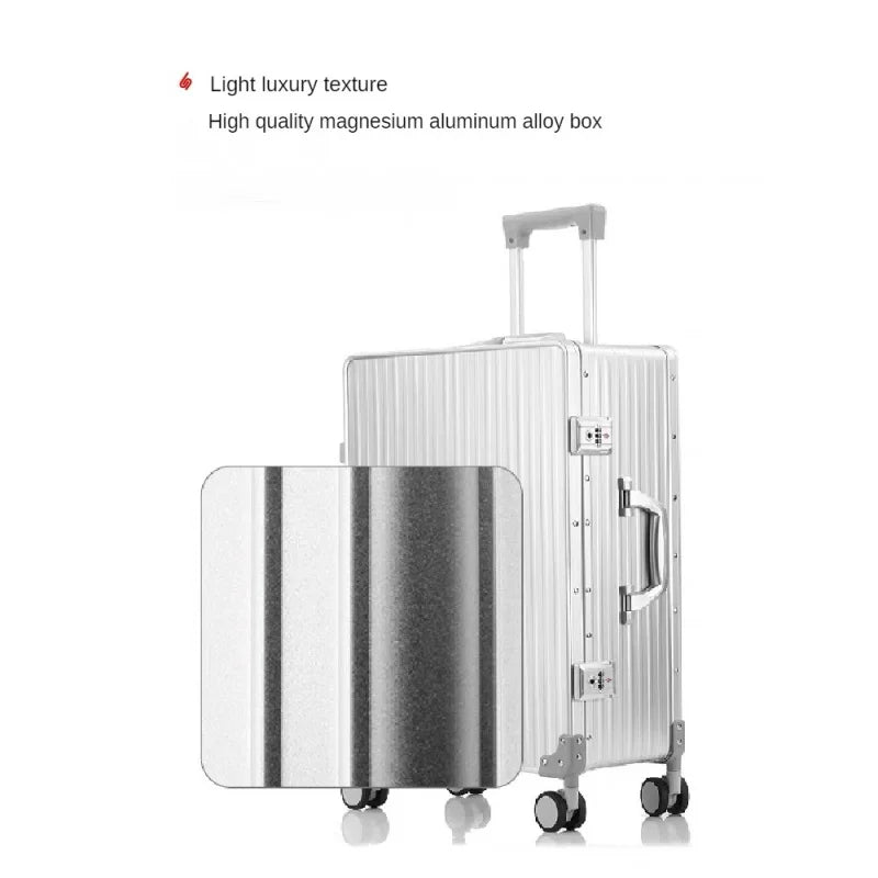 All Aluminum Frame Frosting process PC Large size Trolley case Mute Universal Wheel Rolling Luggage 20 Inch Carry-ons Suitcase