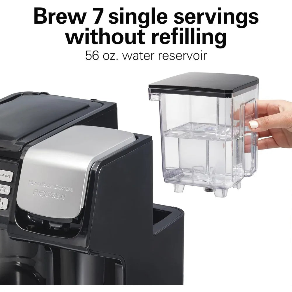 Coffee Maker, Compatible with K-Cup Pods or Grounds, Combo, Single Serve & Full 12c Pot, Black - Fast Brewing
