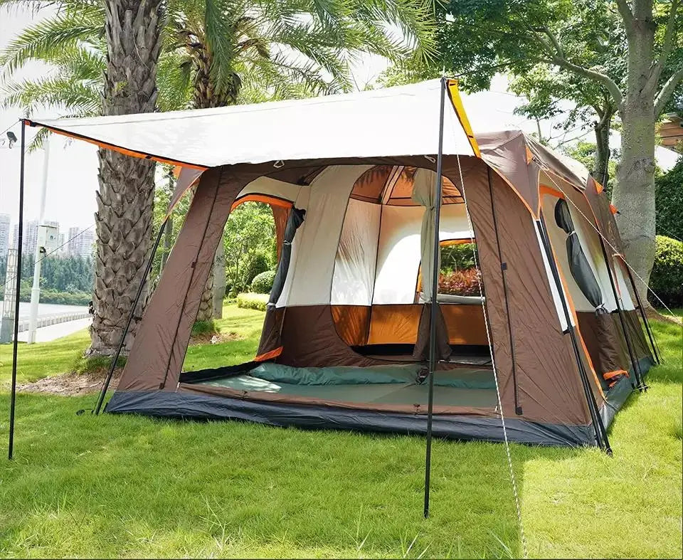 Large Luxury Double Layer 2 Rooms 1 Living Room Family Camping Outdoor Waterproof Tent Gazebo