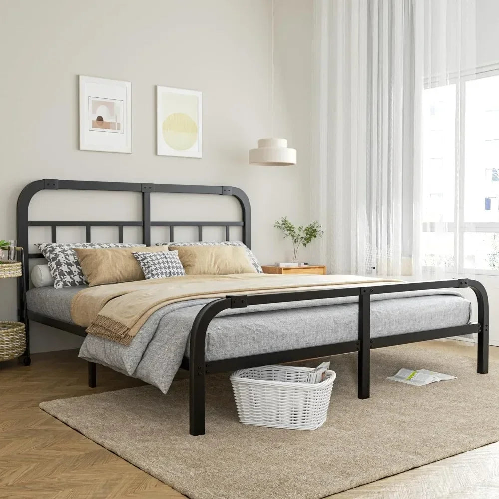 King Size Bed Frame with Headboard and Frames Foundation Quiet and 14 Inch King Bed