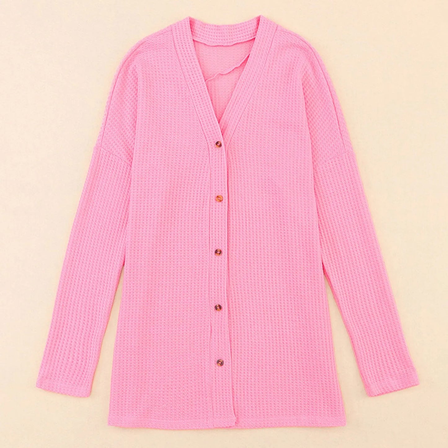 2023 New Sweater Jacket Women'S Solid Color Casual Cardigan Loose Knit Button-Down Cardigan Sweaters For Women Pink Cardigan
