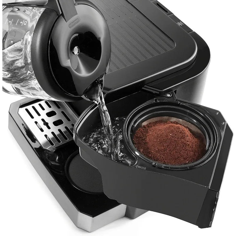 De'Longhi All-in-One Combination Coffee Maker & Espresso Machine + Advanced Adjustable Milk Frother, COM532M black