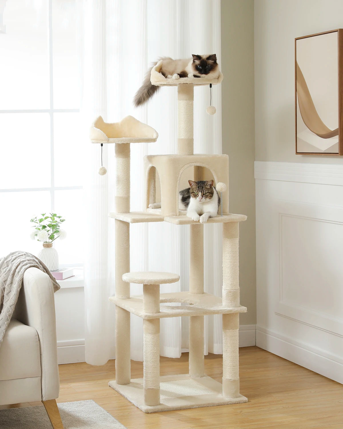 Free Shipping Multi-Level Cat Tree Tower with Condo Scratching Posts Cat Scrapers Cat Accessories Luxury Pet Furniture Cat Toy