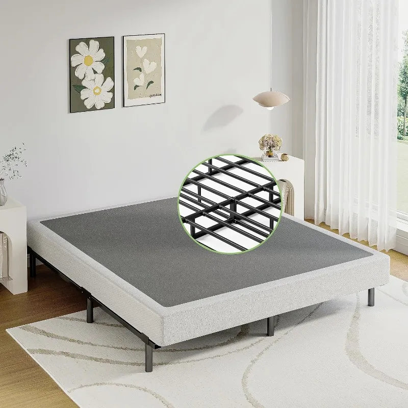 5 Inch Metal Queen Box Spring Basics Smart Bed Base Mattress Foundation Heavy Duty Frame Easy Assembly