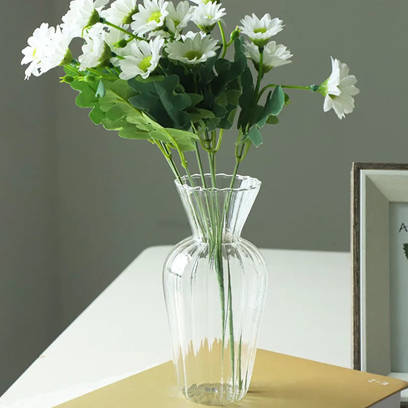 Nordic Style Transparent Glass Flower Vase Flower Bottle Ornaments Creative Hydroponic Pot Home Living Room Table Decorations