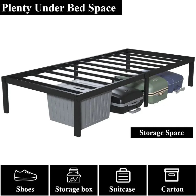 Vebreda Twin Bed Frame, 14 Inch Metal Platform Bed Frame with Heavy Duty Steel Slats, Bedframe Bedroom Furniture
