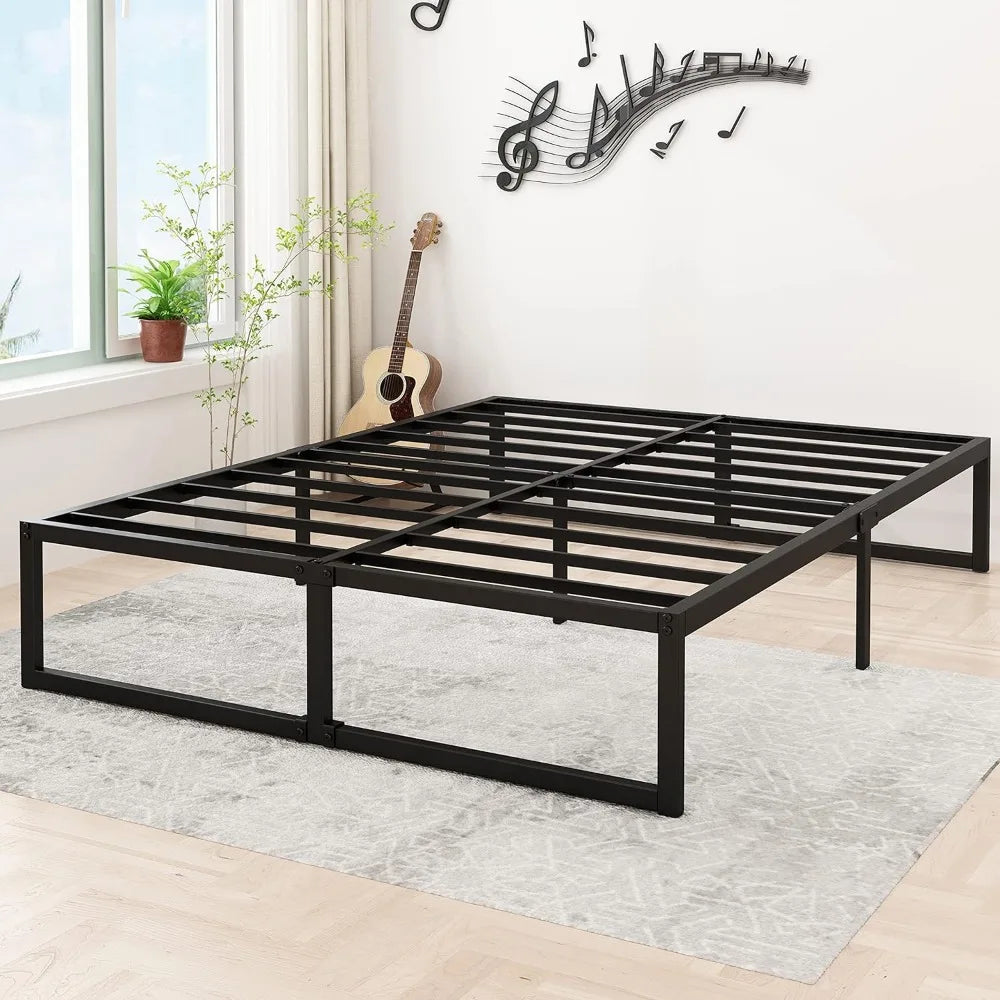 Bed frame, heavy-duty platform bed frame large size without spring box, easy to assemble, 14 inch large bed frame