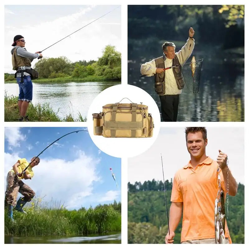 Fishing Tackle Bag Outdoor Fishing Tool Bag Fishing Organizer Bag With Multiple Layers For Hooks Beads Fishing Rods Weights