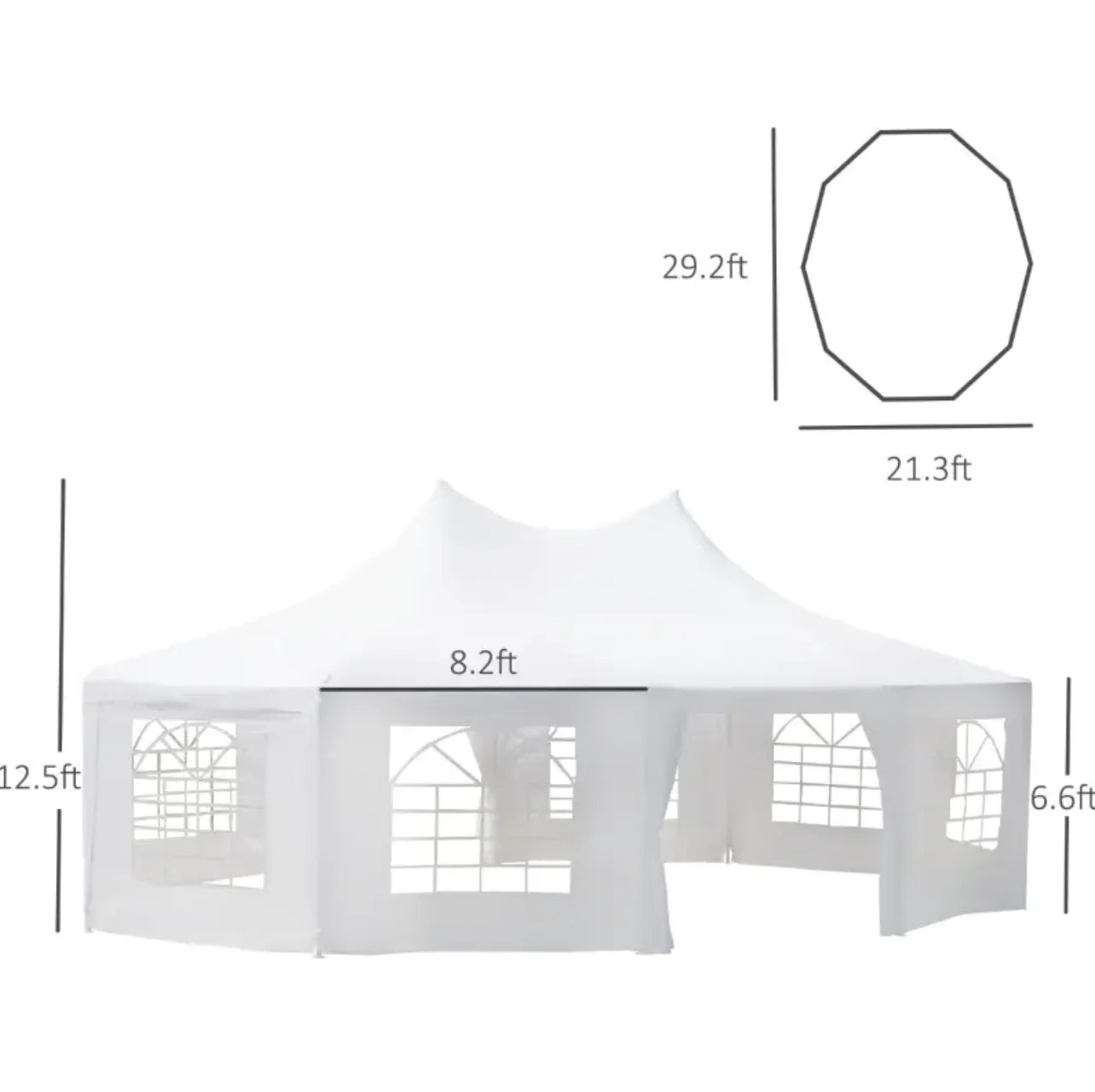 29' x 21' Round Wedding Tent Party Reception Gazebo Canopy Tent - 10 Wall Panel White Large Awning