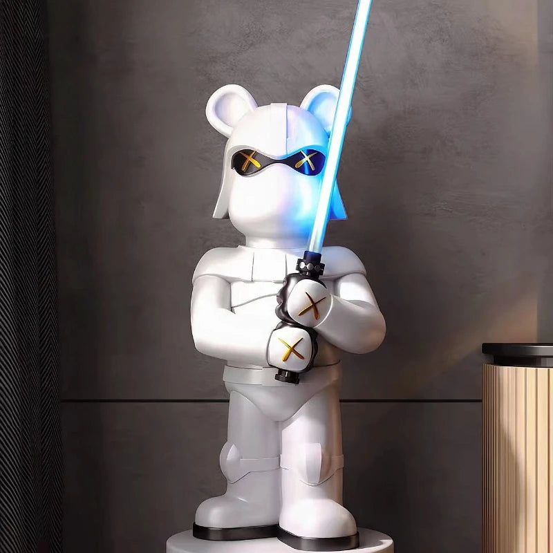 114cm High Lightsaber Bear Floor-standing Ornament, Living Room Home Decoration, Large Trendy Handheld Office Ornament