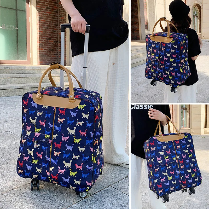 Versatile Wheeled Suitcase Lightweight Carry-on Bag for Women Convenient Travel Luggage Convertible Backpack for Short Trips