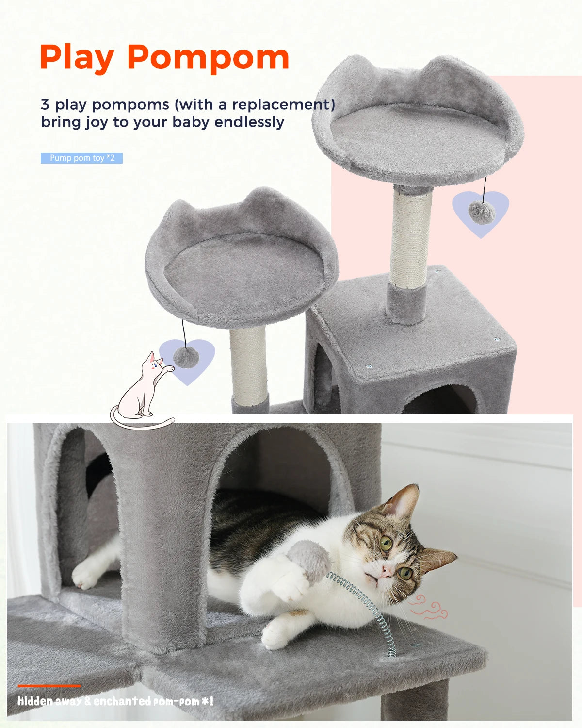 Free Shipping Multi-Level Cat Tree Tower with Condo Scratching Posts Cat Scrapers Cat Accessories Luxury Pet Furniture Cat Toy