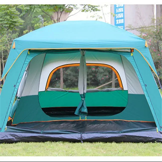 Large Luxury Double Layer 2 Rooms 1 Living Room 3-4 Persons Family Camping Outdoor Waterproof Tent