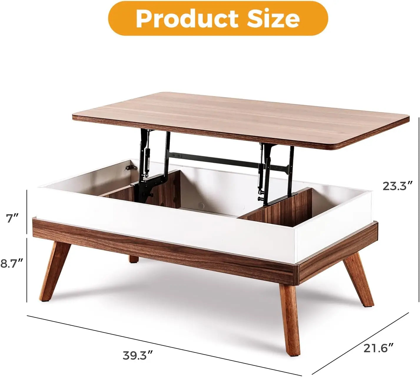 Bidiso Lift Top Coffee Table, Easy-to-Assembly Center Table with Hidden Storage Compartment, Modern Dining Table for Living