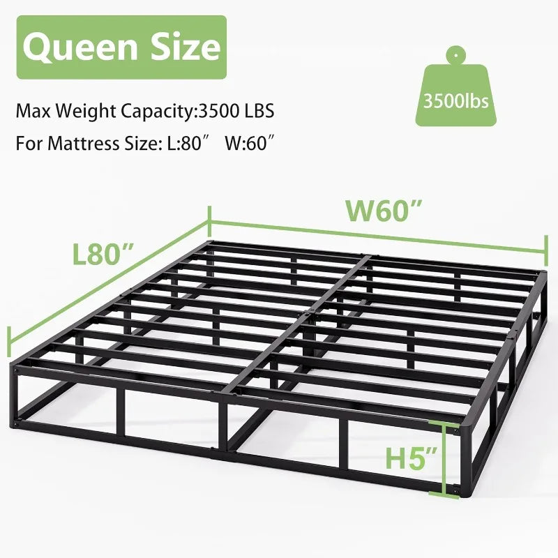 5 Inch Metal Queen Box Spring Basics Smart Bed Base Mattress Foundation Heavy Duty Frame Easy Assembly
