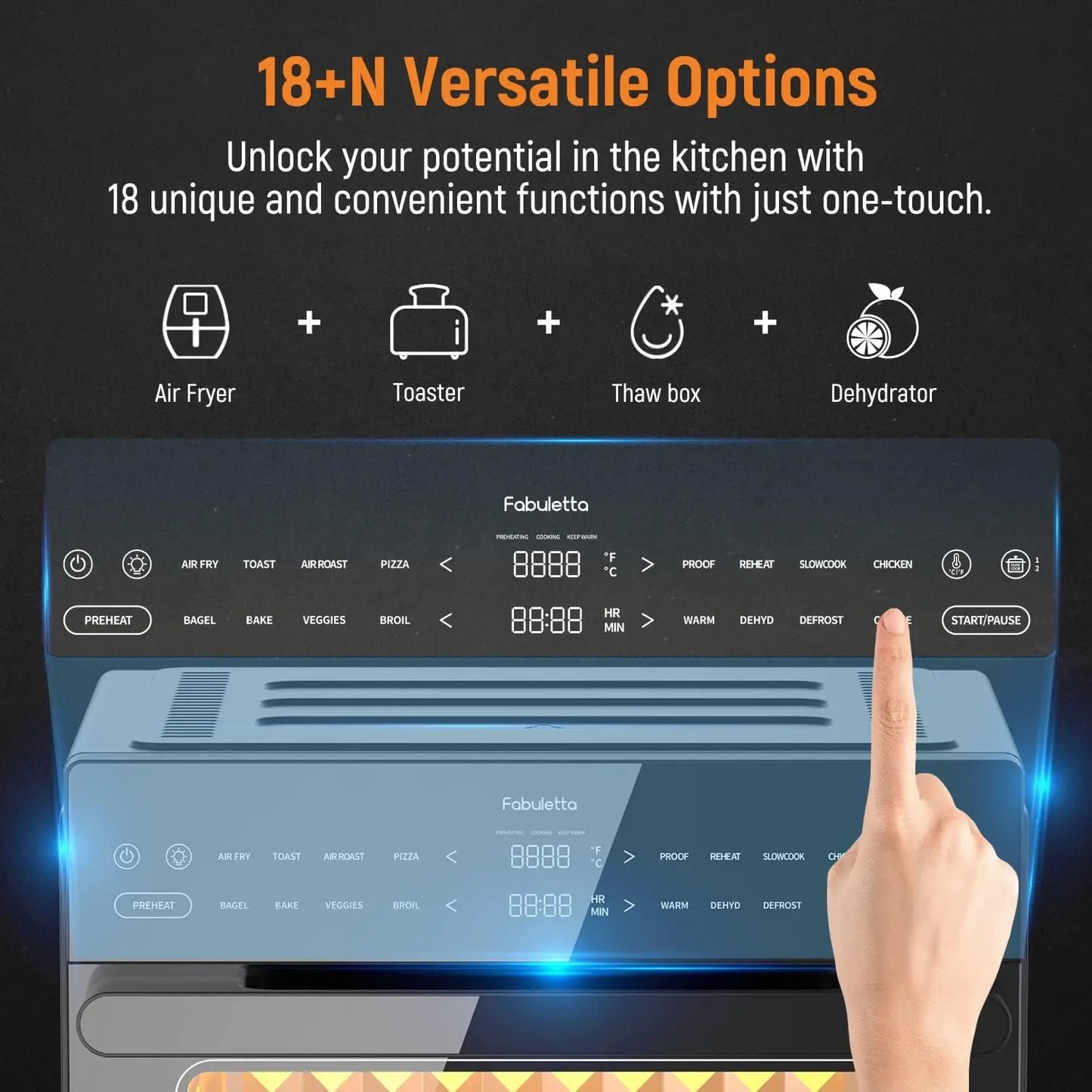 Fabuletta Air Fryer Toaster Oven Combo - 32 QT Large Countertop Convection Toaster Oven,18-in-1 Digital Airfryer with Dehydrate