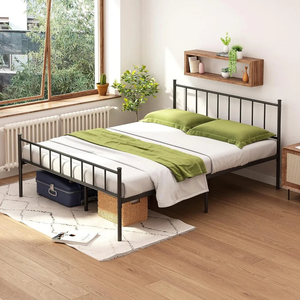 Full Size Metal Platform Bed Frame with Heavy Duty Steel Slat Support,14" Height Easy Assembly Mattress Foundation,Black Beds