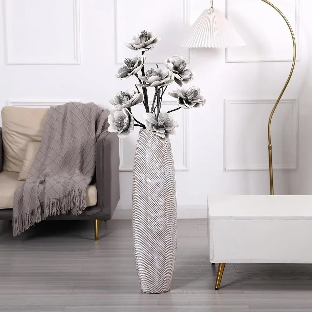 White Wash Vase Decorative Tall Floor Vase for Living Room Decor Home Decorations 31 Inches Resin Freight Free Garden