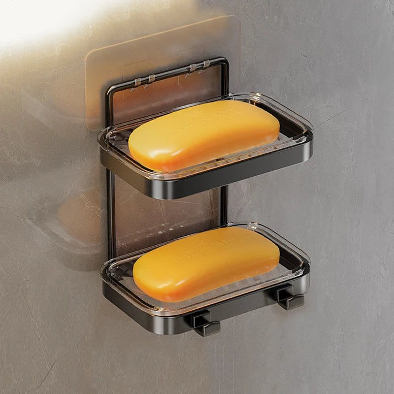 Bathroom Soap Dish Wall Mounted Aluminum Alloy Soap Sponge Holder Self-adhesive Storage Holder Organizer Kitchen Soap Holder