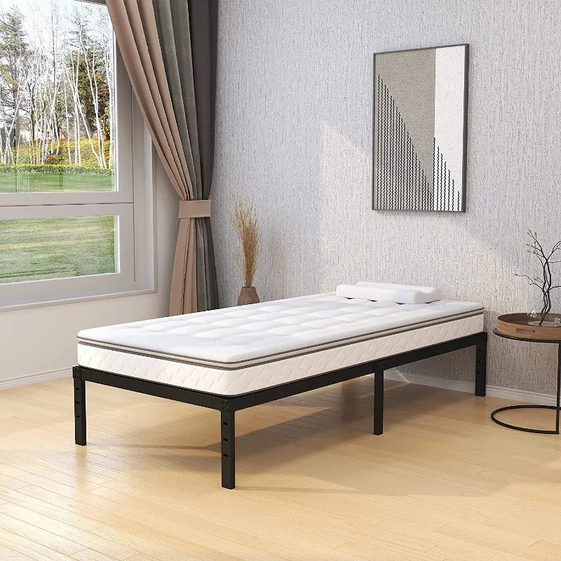 Vebreda Twin Bed Frame, 14 Inch Metal Platform Bed Frame with Heavy Duty Steel Slats, Bedframe Bedroom Furniture