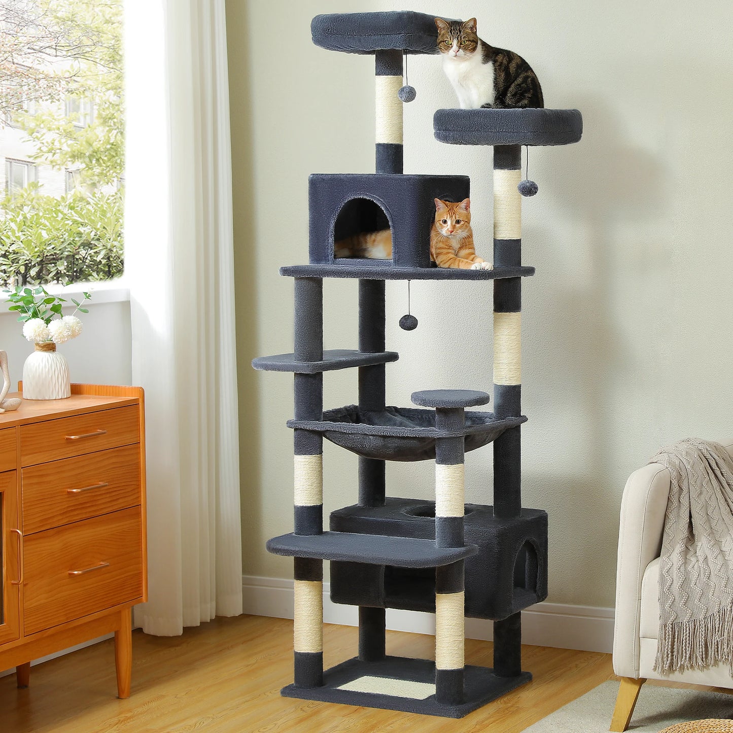 Free Shipping Multi-Level Cat Tree Cat Tower with Scratching Post Condo Cat Accessories Cat Scratcher rascadores de gato Cat Toy