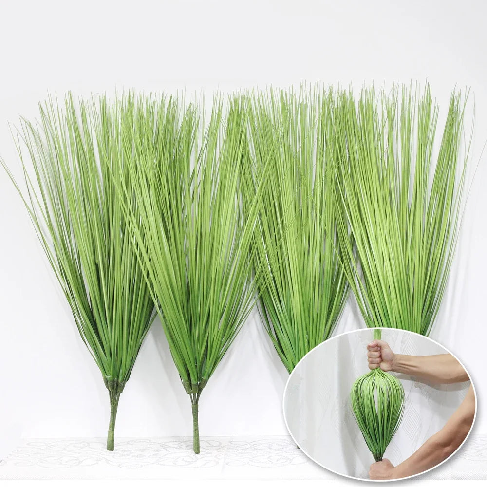 7 Heads Fake Reed Bouquet Silk Onion Grass Large Artificial Tree Wedding Flower Plastic Autumn Plants for Home Party Decoration
