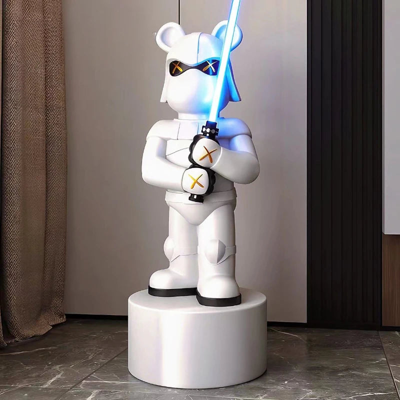 114cm High Lightsaber Bear Floor-standing Ornament, Living Room Home Decoration, Large Trendy Handheld Office Ornament