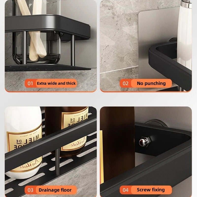 Bathroom Shelves Bathroom Accessories Organizers Wall-mounted Storage Brackets Metal Shelves Without Punching Holes Shelves