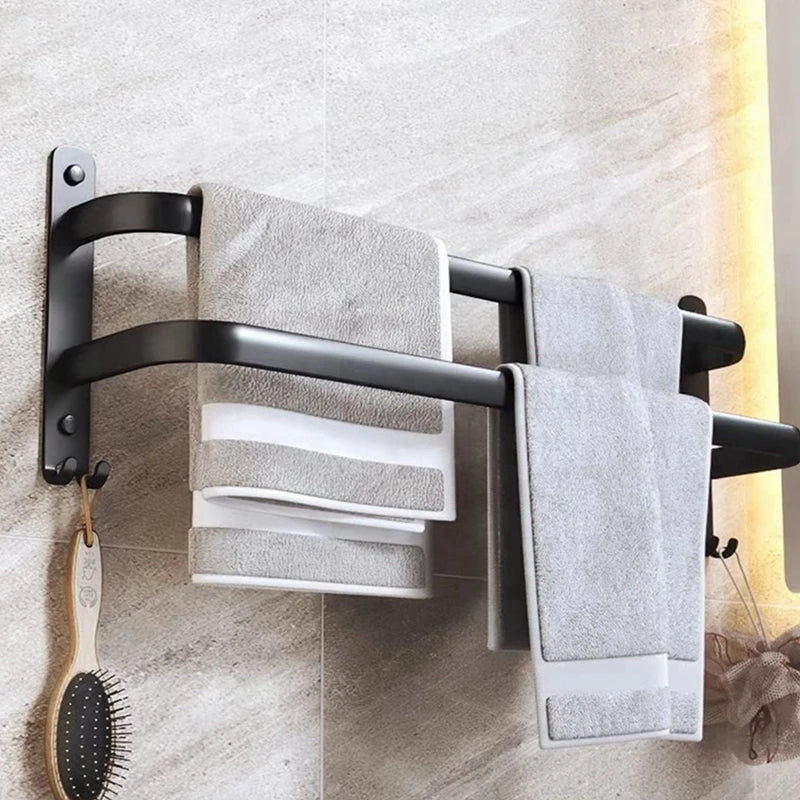 Aluminium Towel Rack 2/3 Ladders Storage Organizer With Hook Wall Mounted Space Saving Towel Hanger for Bathroom Kitchen Hotel