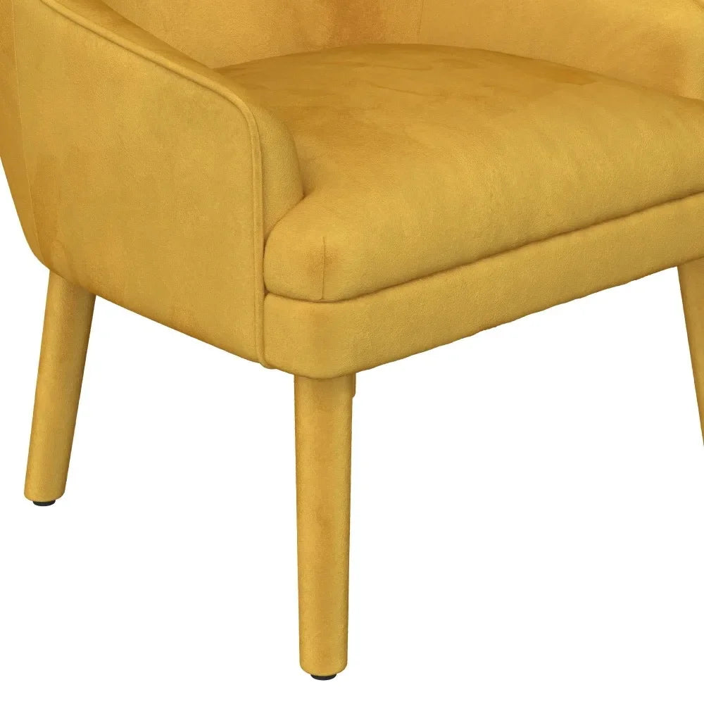 Effie Upholstered Accent Chair, Mustard Velvet Step Stool Wooden Chair Bench Low Stool Light Gray