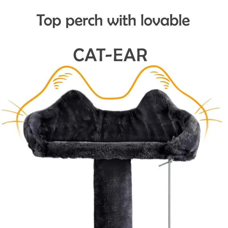 SmileMart 54" Double Condo Cat Tree with Scratching Post Tower, (Black/Pink)optional