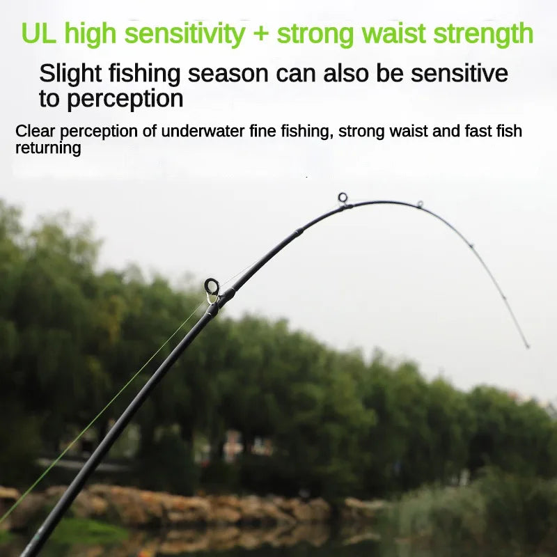 2024 New Ultra Light Fishing Rod Carbon Fiber Spinning and Casting Lure Pole Solid Top UL Super Soft Fast Trout Fishing Rods