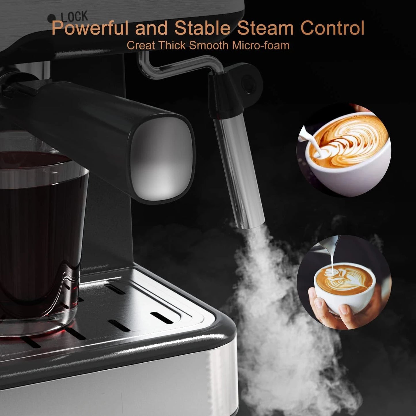 Espresso Machine 20 Bar Espresso Coffee Maker Cappuccino Machine with Milk Frother, Coffee Machine with Digital Touch